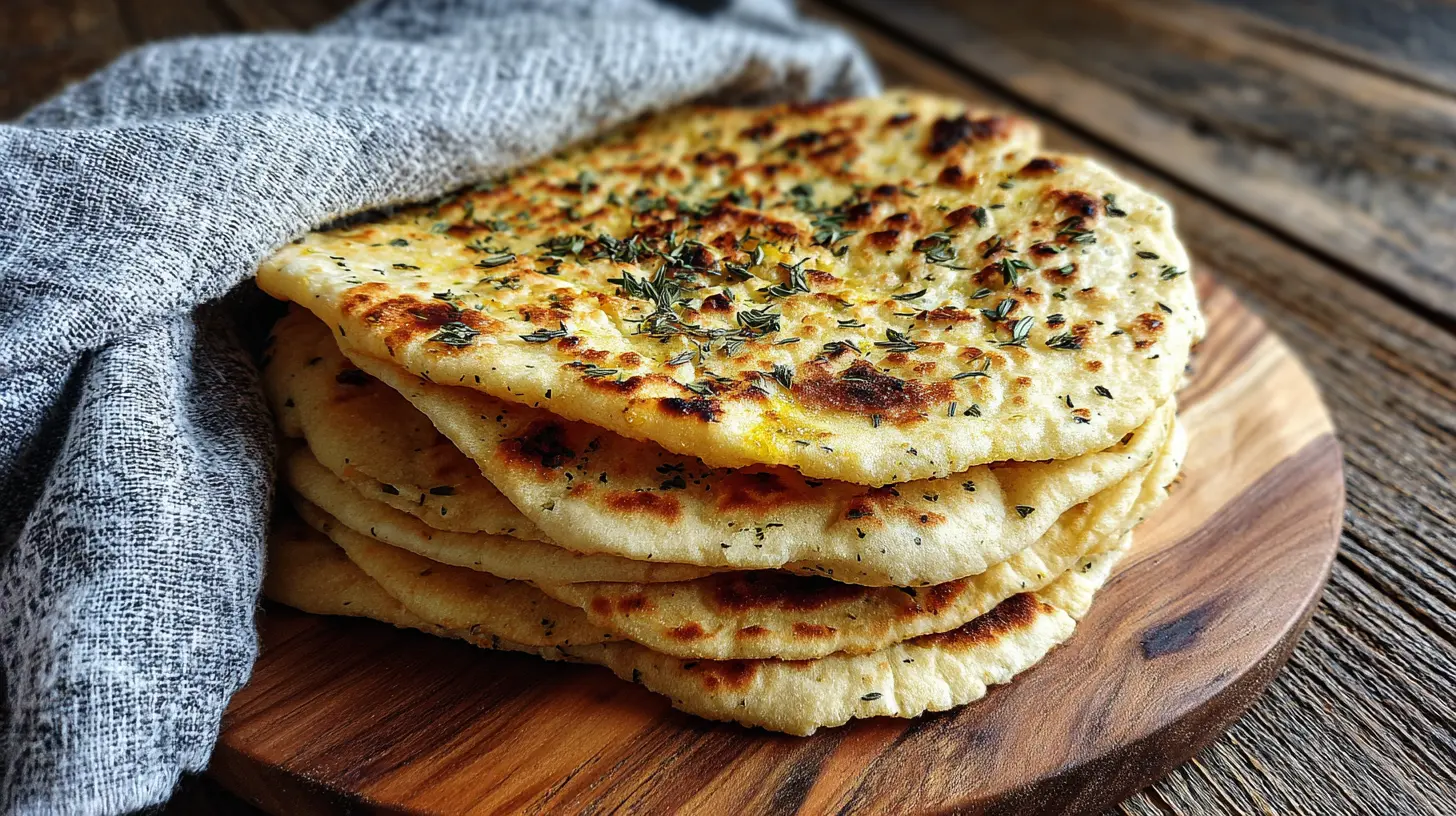 Freshly baked flatbread with a golden-brown crust