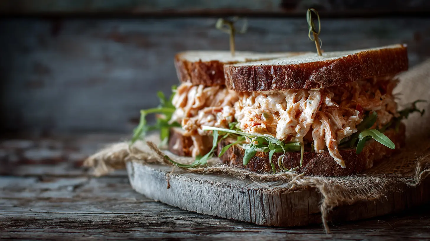 A close-up of a delicious pulled sandwich with tender meat and toppings.