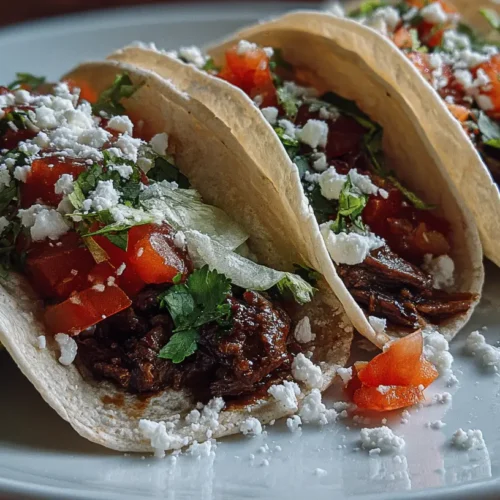 A plate of savory beef tacos with fresh toppings.