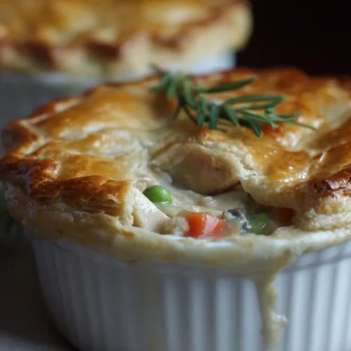 A golden-crusted chicken pot pie fresh from the oven