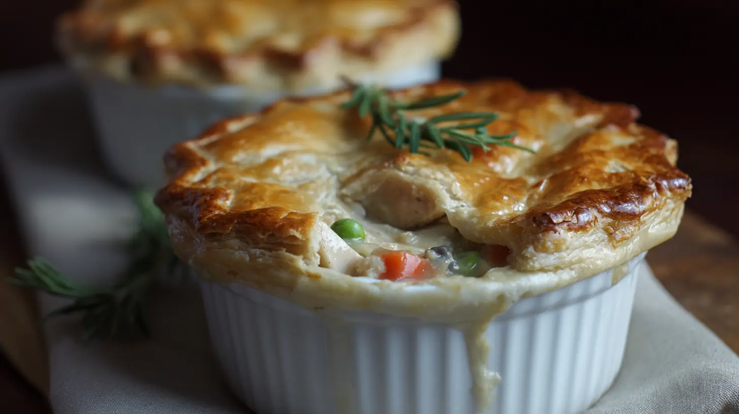 A golden-crusted chicken pot pie fresh from the oven
