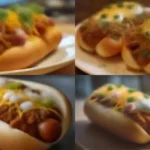 A delicious chili dog topped with ample chili and cheese.