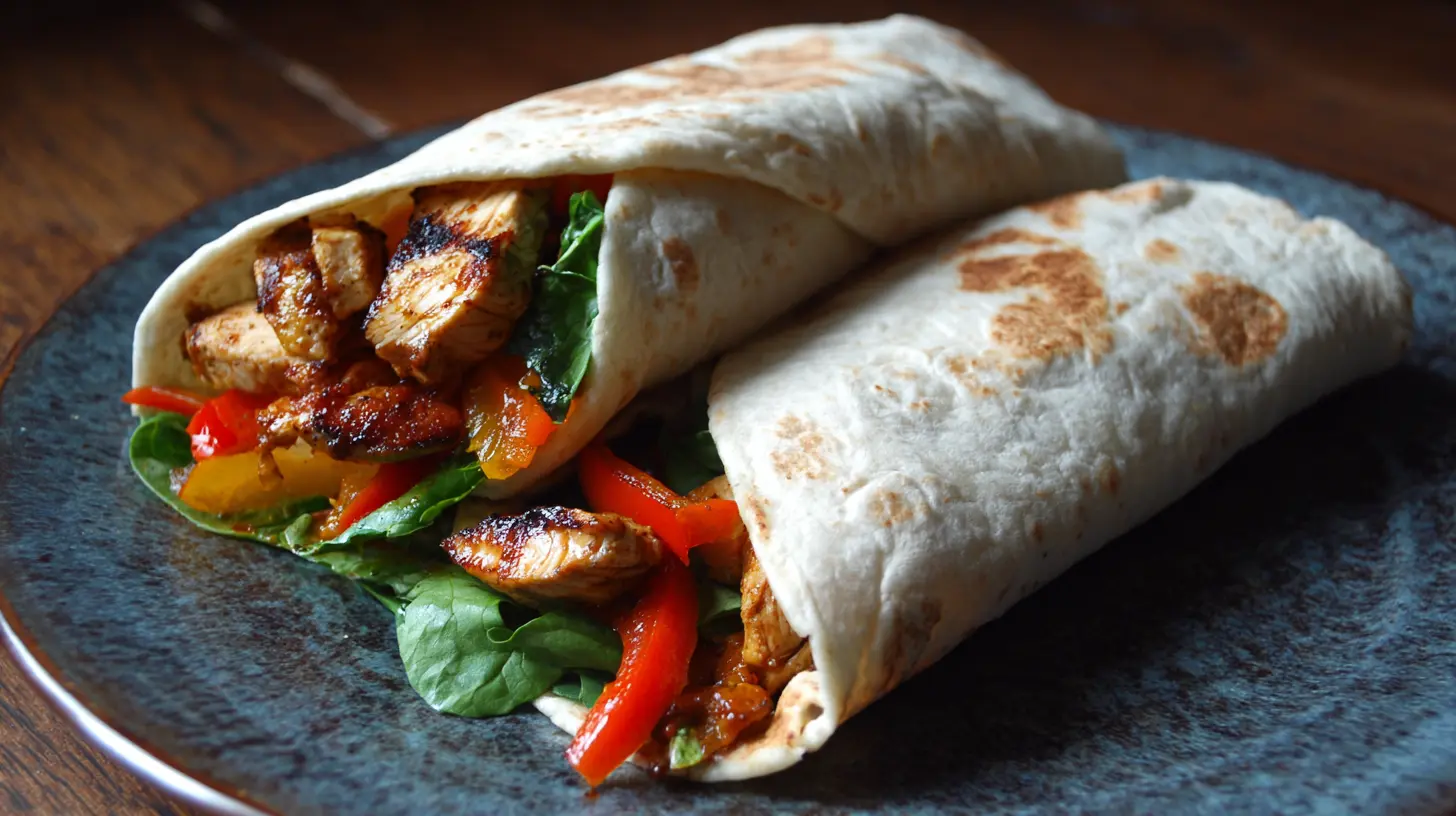 A vibrant skillet of sizzling chicken fajitas with colorful bell peppers and onions.