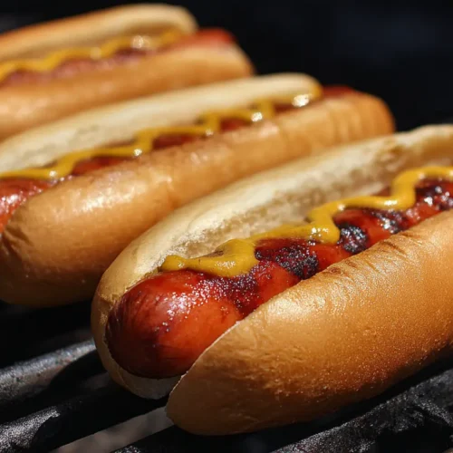 A perfectly grilled hot dog with classic toppings in a bun