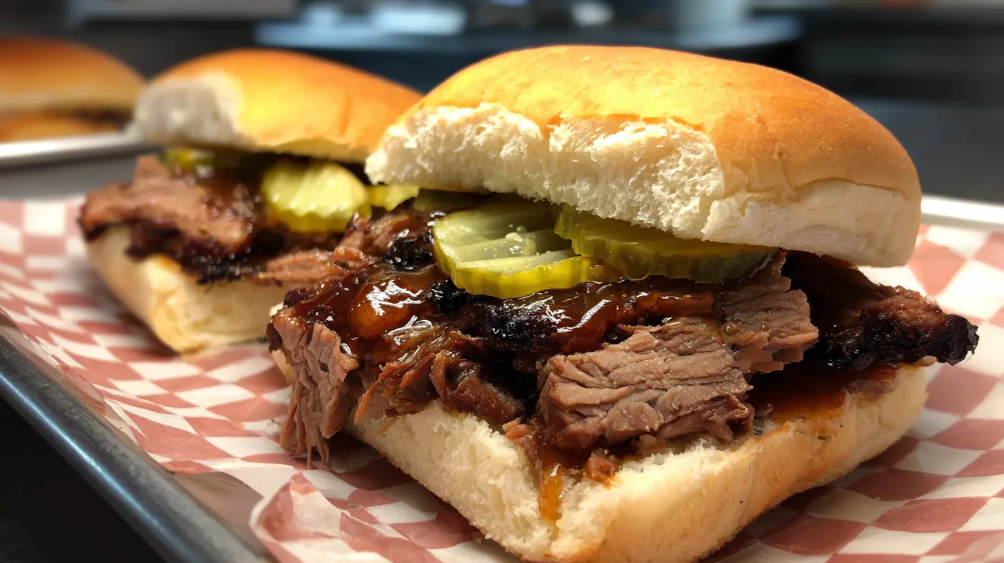 BBQ Brisket Sandwich preparation