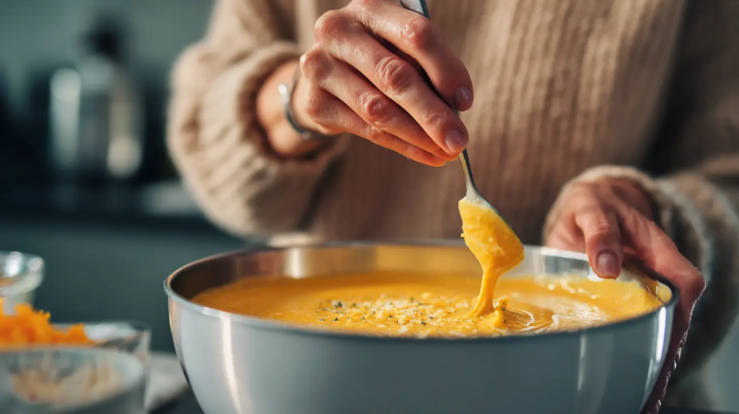 Bowl of soup with cheese garnish