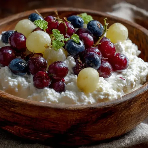 A vibrant cottage cheese bowl with berries and nuts, highlighting its high protein content.