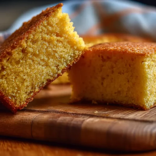 A warm, golden-brown cornbread loaf on a cooling rack.