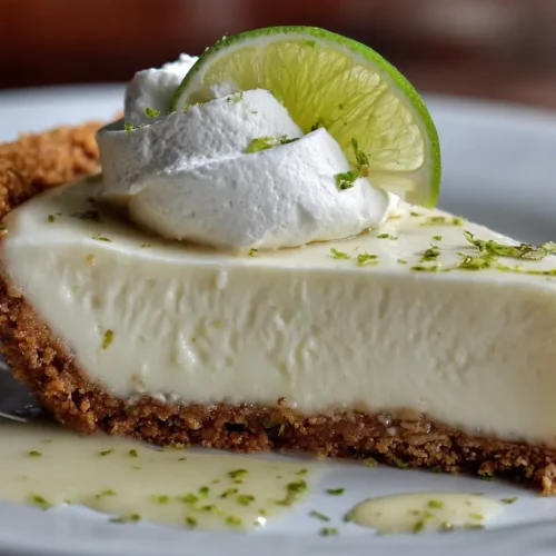 A full, freshly baked Key Lime Pie with a golden-brown crust.
