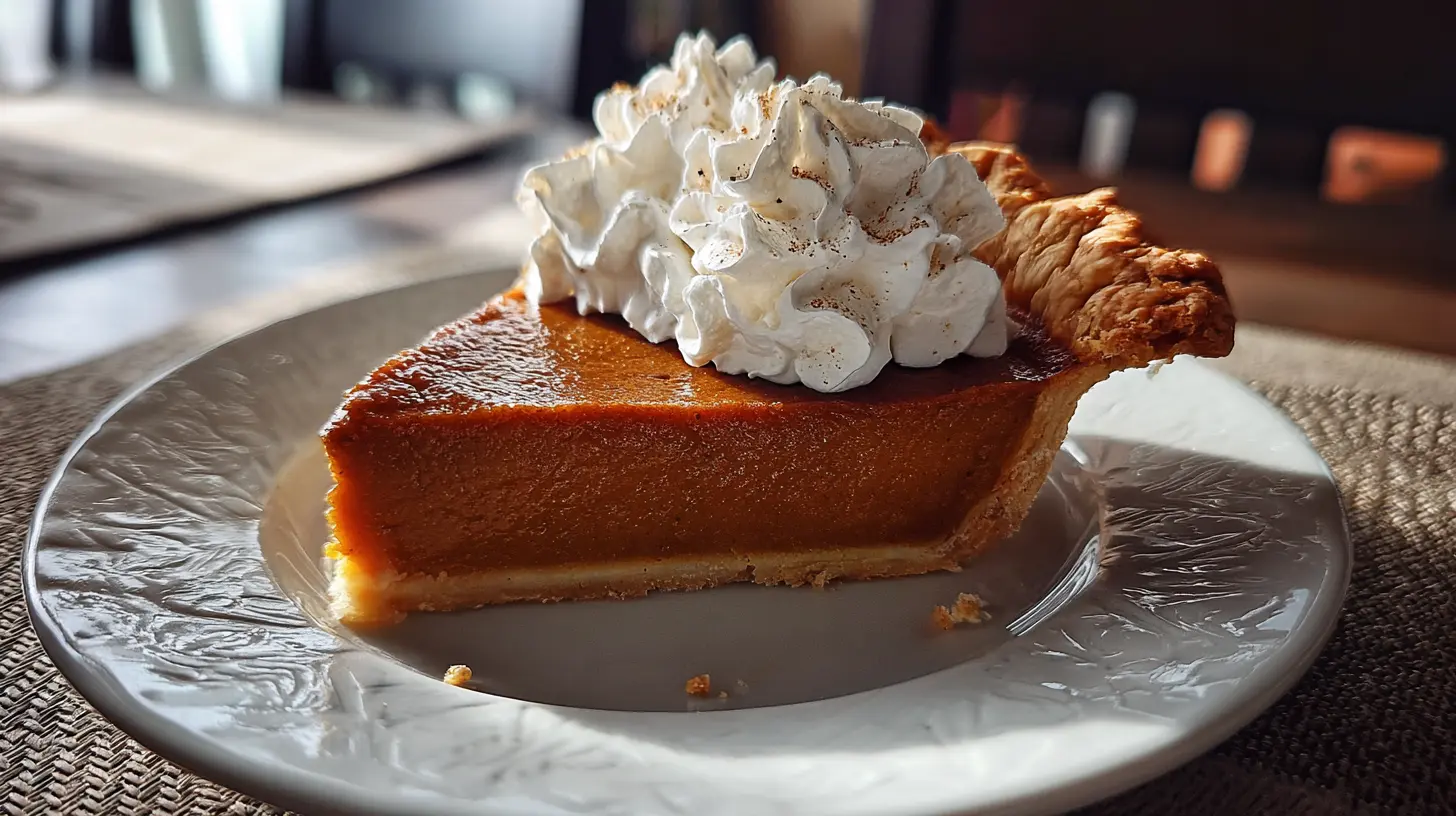 Pouring pumpkin mixture into pie crust