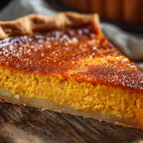 A freshly baked pumpkin pie with a golden-brown crust, ready to be served.
