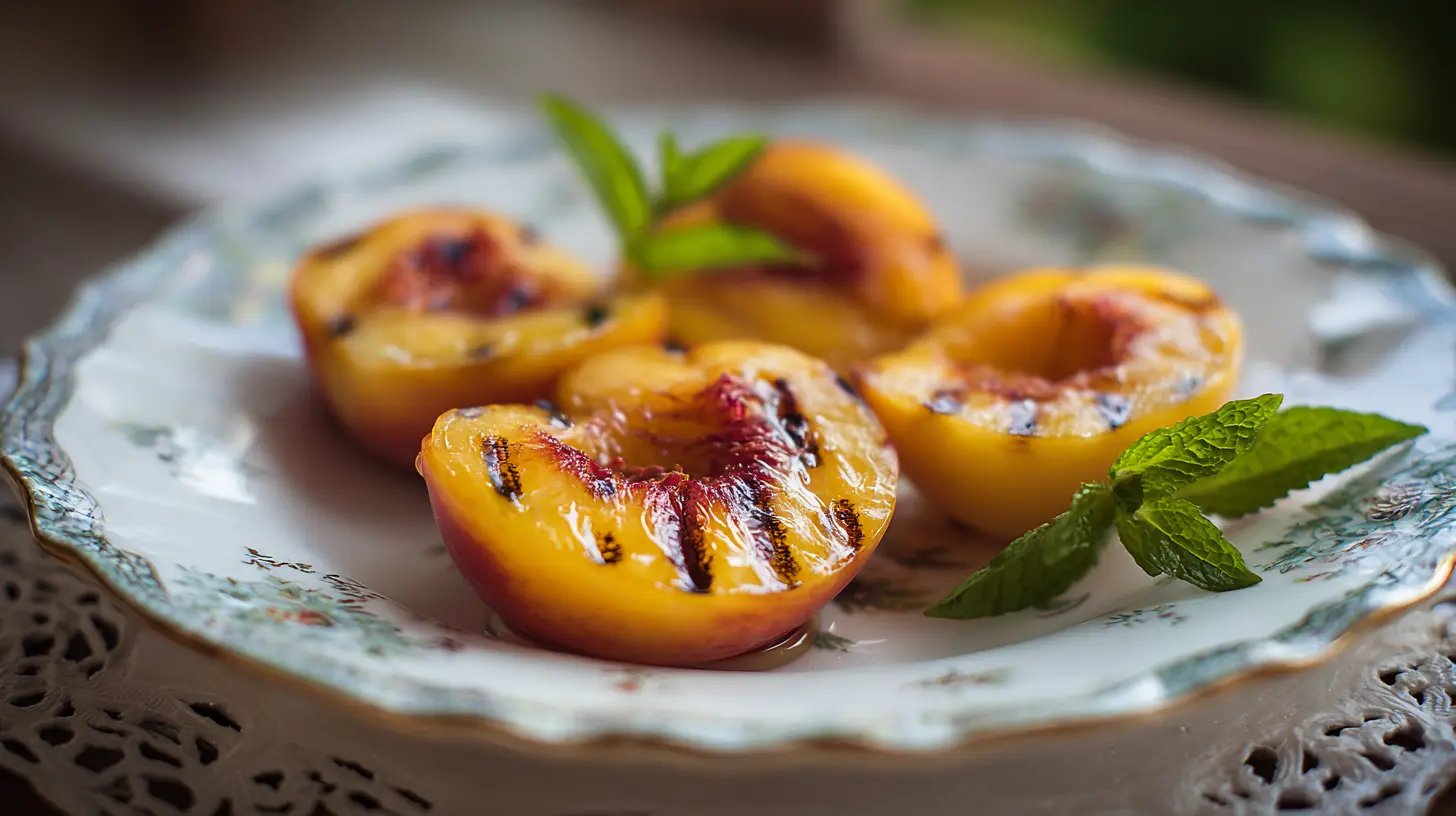 Grilled peaches drizzled generously with golden honey