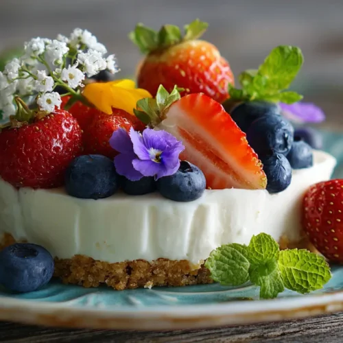 A refreshing no-bake cheesecake, perfect for a summer dessert.