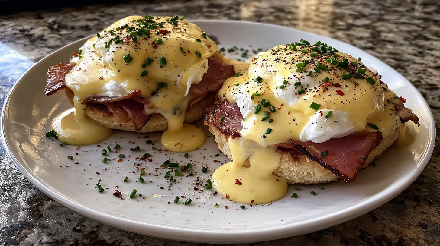 Step by step Eggs Benedict assembly