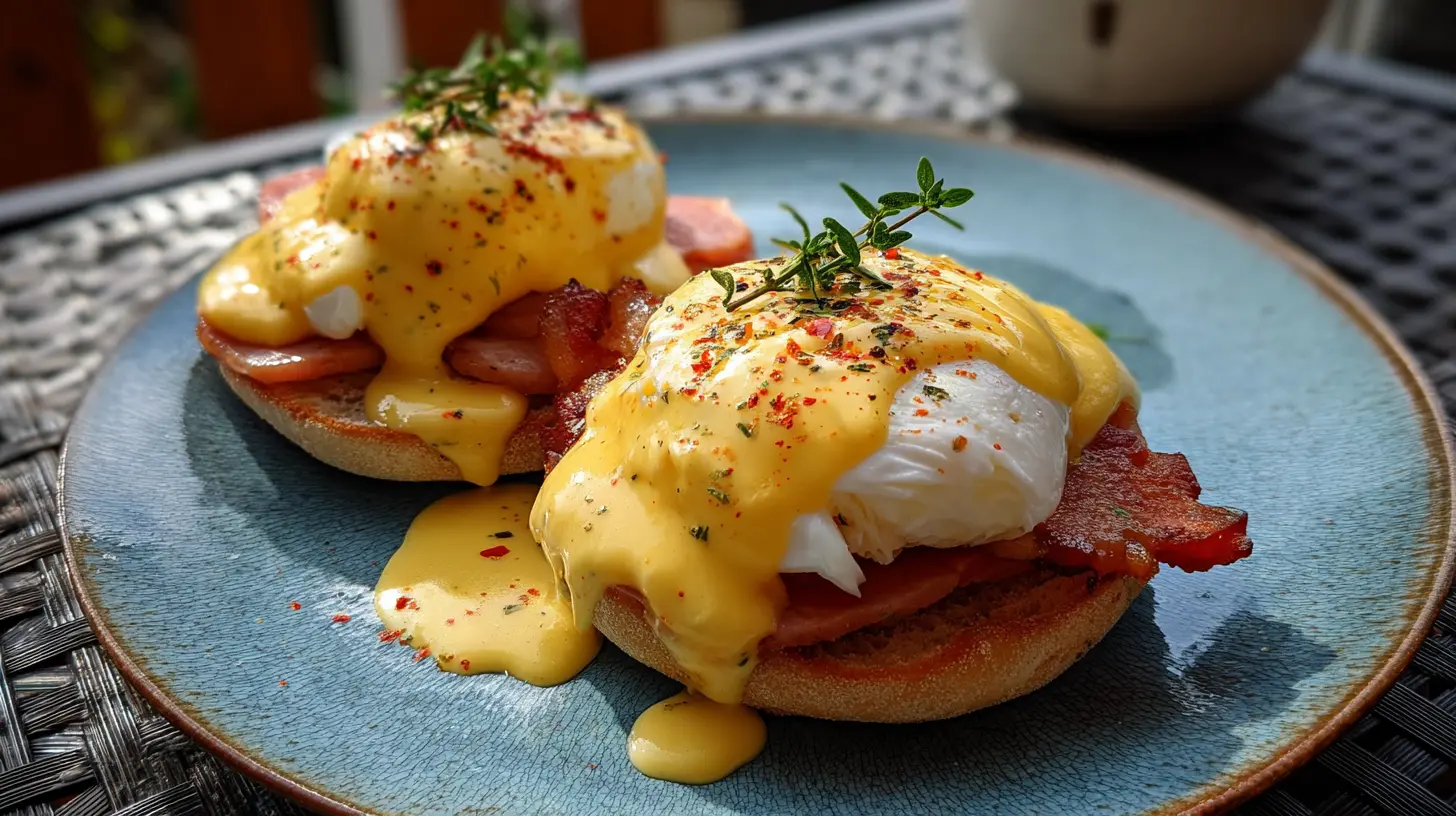 Eggs Benedict cooking process