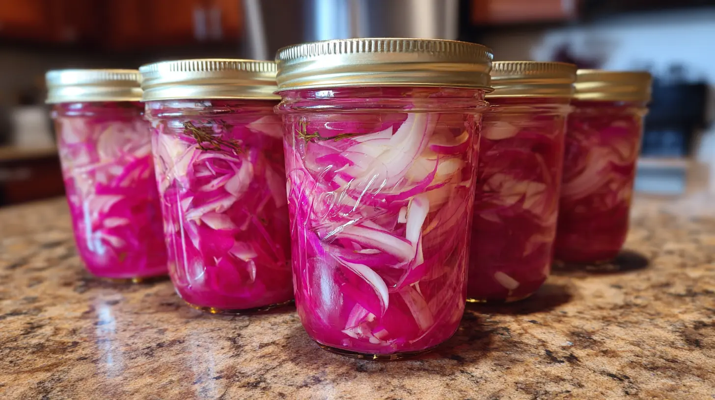 Pickled Red Onions in Jar